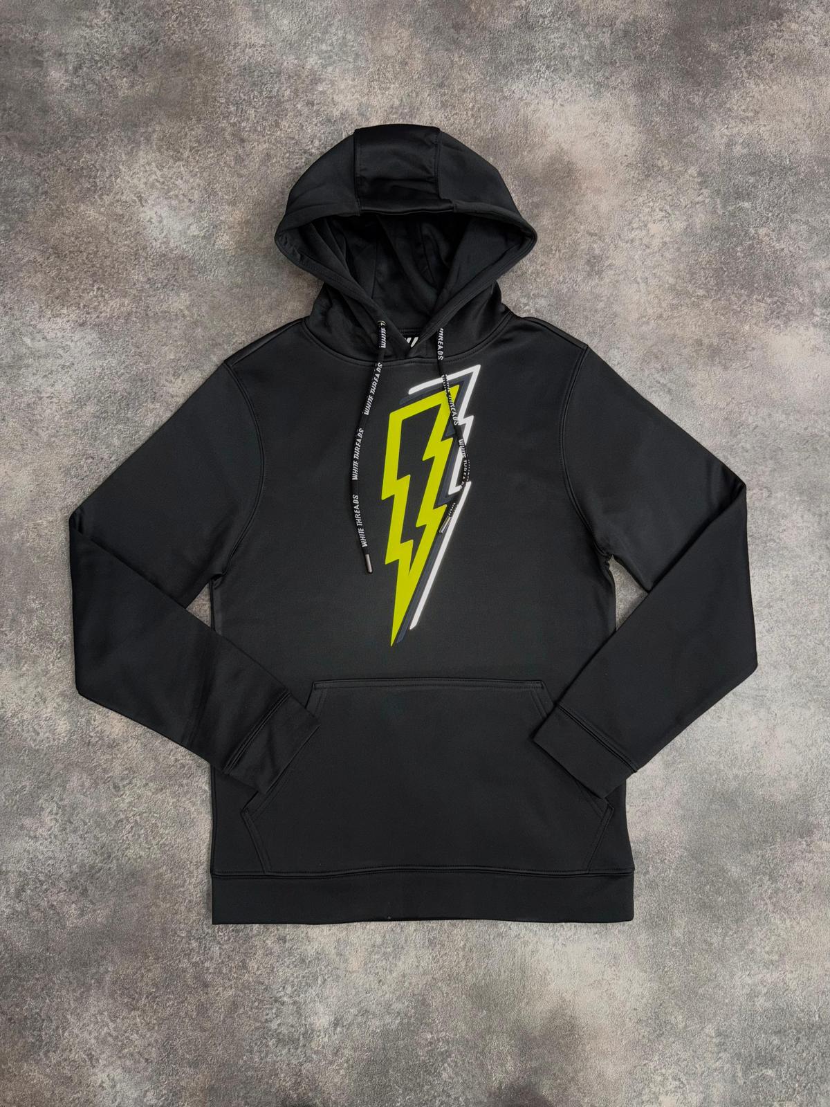White Threads Neon OG Bolt Hoodie - Black